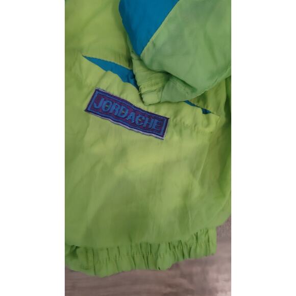 Jordache Neon Lime/Teal 90s Kids Windbreaker Tracksuit Sz 140 (US 10-11yr Old) - Picture 2 of 7